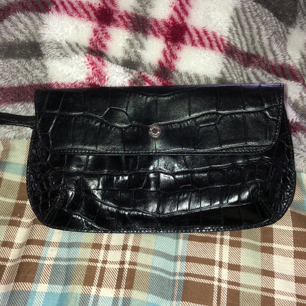 MONSAC Original Black Croc Wristlet Vintage